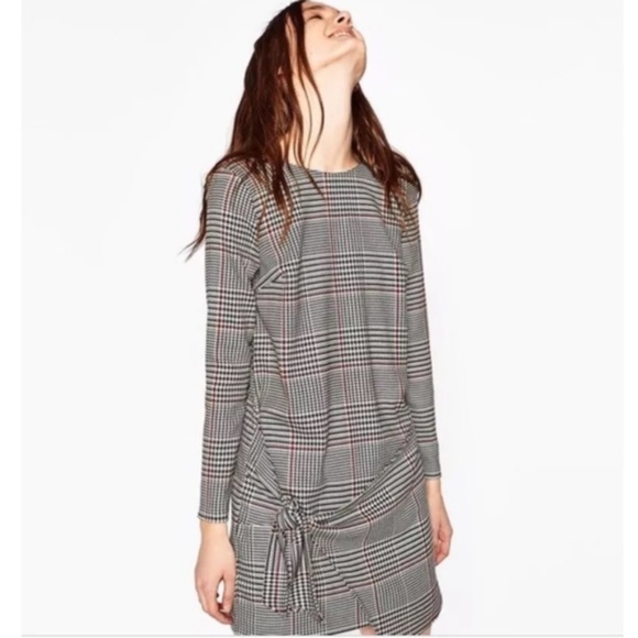 tartan shift dress zara